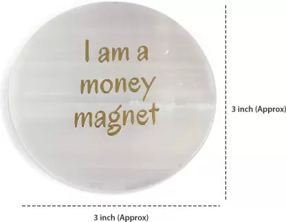 100% Natural Selenite Coaster 'I am a Money Magnet'-Positive Affirmation Charging Plate!