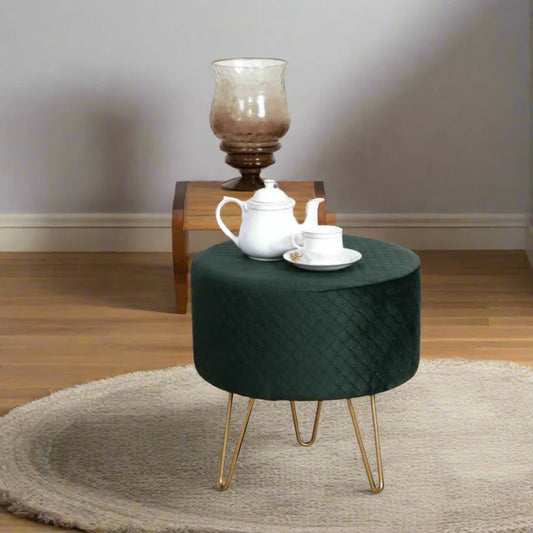 Cozy & Comfortable - Quilt Stool with metallic base