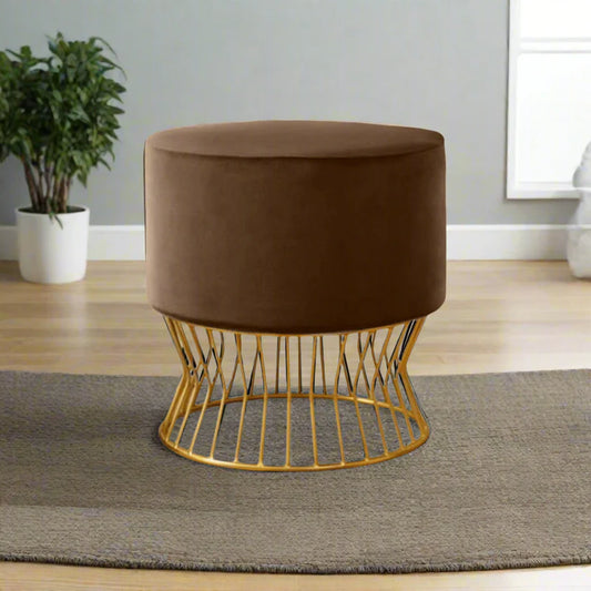 Metallic Pouf - Velvet Elegance with a Contemporary Twist