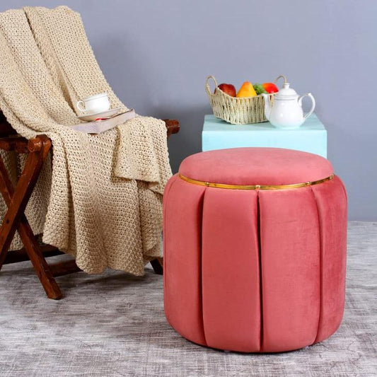 Cushioned Pouffe Ottoman Sitting Stool for Living Room, Office Home Decor(18x18x17 Inch)