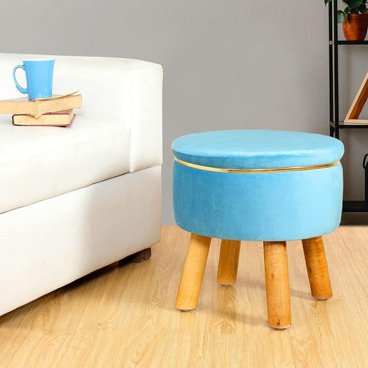 Ottoman Pouffes-Stool for Living Room, Sitting Furniture, Footrest Seat, Stool for Office, Home Decor - Sky Blue