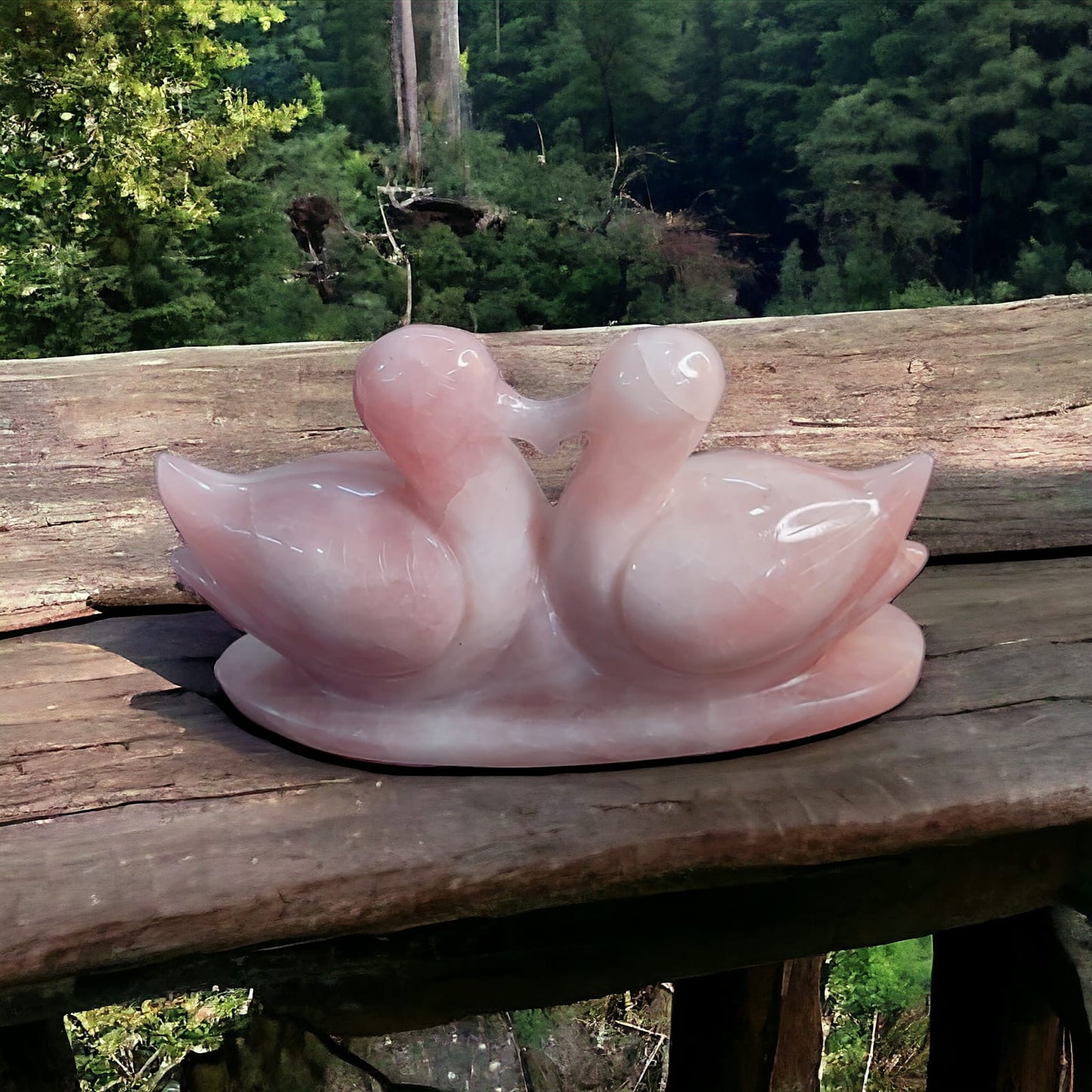 Rose Quartz Swan Duck Pair, Stone for Love, Relationship, Self