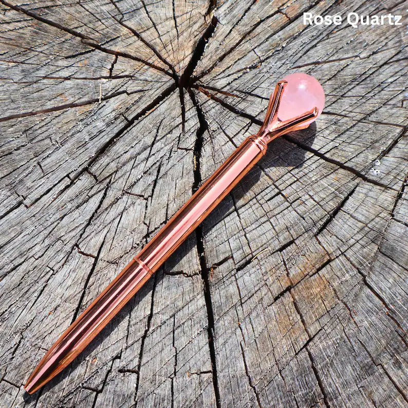 Rose Quartz Pen - Elegant Writing Instrument with Gemstone Accent