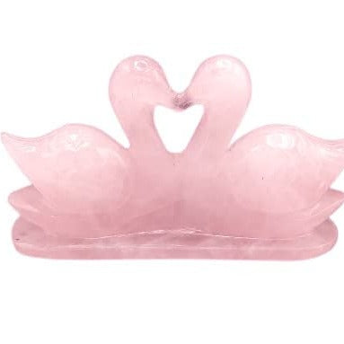 Rose Quartz Swan Duck Pair, Stone for Love, Relationship, Self