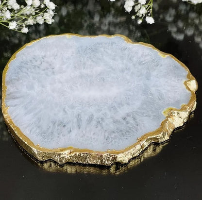 Agate Gem Therapy White Coasters - Set of 4