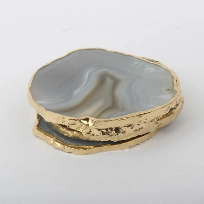 Grey Agate Handcrafted Luxury Coasters - Gem Therapy(Set Of 4)